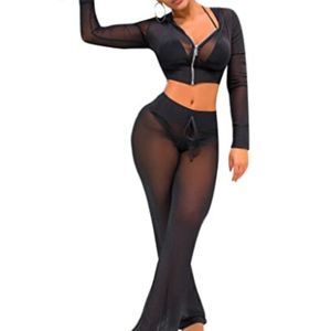 Women's Sexy 2 Piece Mesh Swimsuit  Beach Party Ou